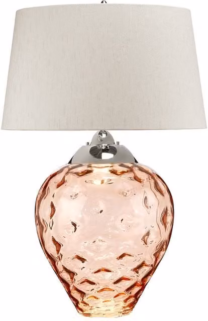 Netlighting Samara Large Table Lamp with Pink Tinted Glass and Silver Metal Base