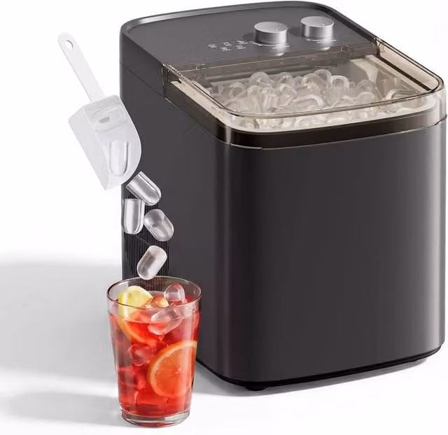Kelvenix Countertop Ice Maker in Black with 14kg Capacity and Auto Shut-off Function