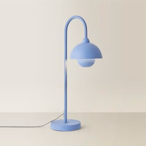 ValueLights Tilly Pastel Sky Blue Arched Dome Metal Table Lamp with LED Bulb, H 58.5 x W 30.5 x D 16 cm – 1