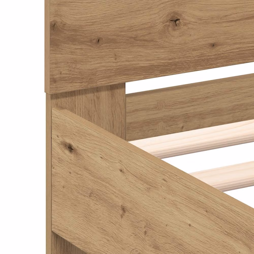 Berkfield Home Artisan Oak Engineered Wood Bed Frame in Brown, W/D/H: 180 x 200 x 185 cm – 3