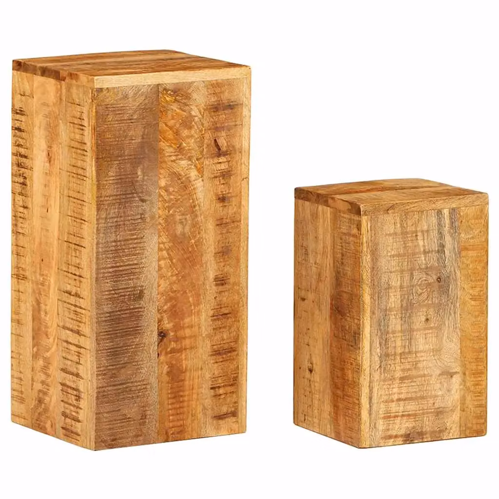 Berkfield Home Set of 2 Rustic Solid Mango Wood Plant Stands in Brown – 2
