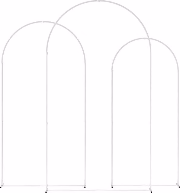Outsunny Metal Wedding Arch Frame Set in White for Birthday Parties and Events, H: 2.2 m, W: 2.0 m, D: 1.8 m