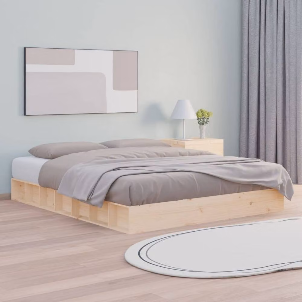 Berkfield Home Super King Size Solid Pine Wood Bed Frame in Natural – 2