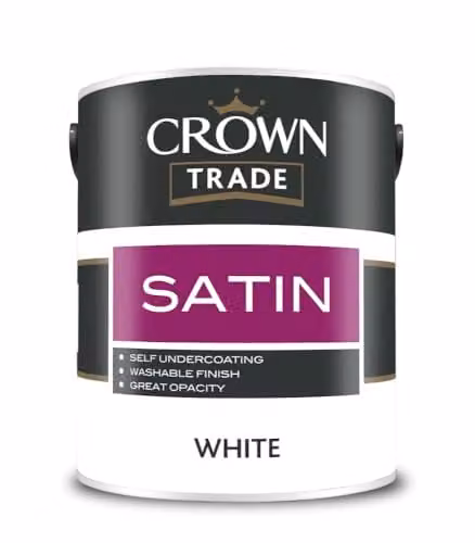 Crown Trade Opaque Satin Gloss White Paint 1 l