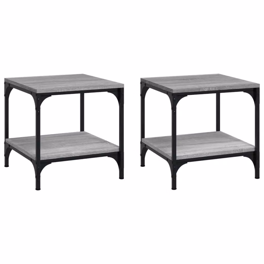 Berkfield Home Set of 2 Grey Sonoma Square Side Tables, W/D/H: 40 x 40 x 40 cm – 2