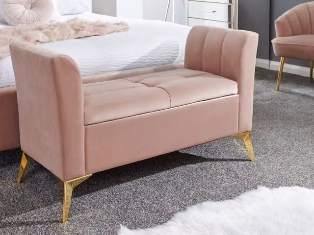 GFW Pettine Pink Velvet Ottoman Storage Bench – 1