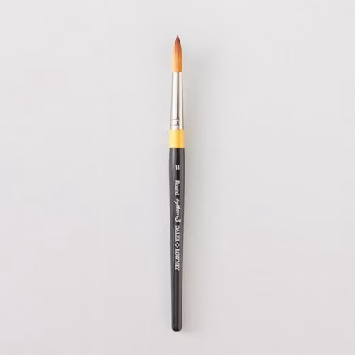 Daler-Rowney System3 Round Acrylic Brush with Synthetic Hair and Short Handle, Size 14