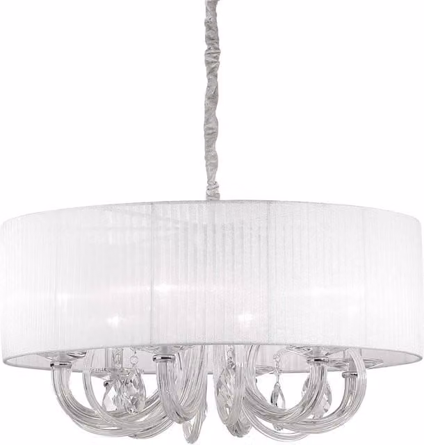 Ideal Lux Swan 6 Light Multi Arm Ceiling Pendant in Chrome with Transparent Glass Shades