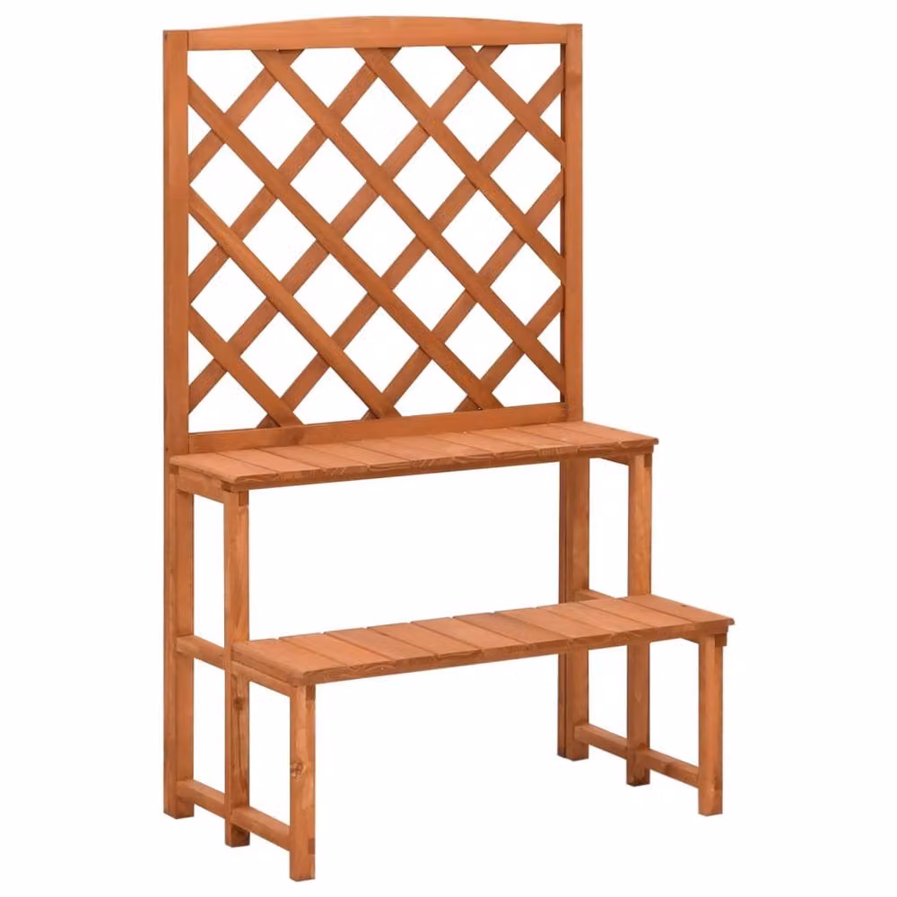 Berkfield Home Plant Stand with Trellis in Brown Solid Wood, W/D/H: 70 x 42 x 115 cm – 2