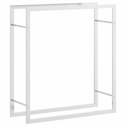 vidaXL Silver Stainless Steel Freestanding Firewood Rack, W/D/H: 80 x 28 x 86 cm