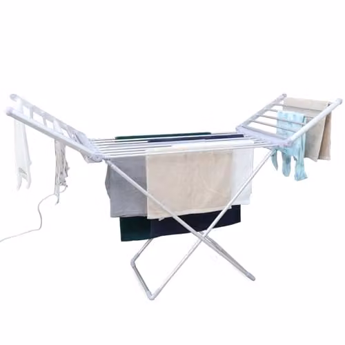 Rediffusion Silver Aluminium Winged Heated Clothes Airer, H 148 x W 93 x D 54 cm – 1