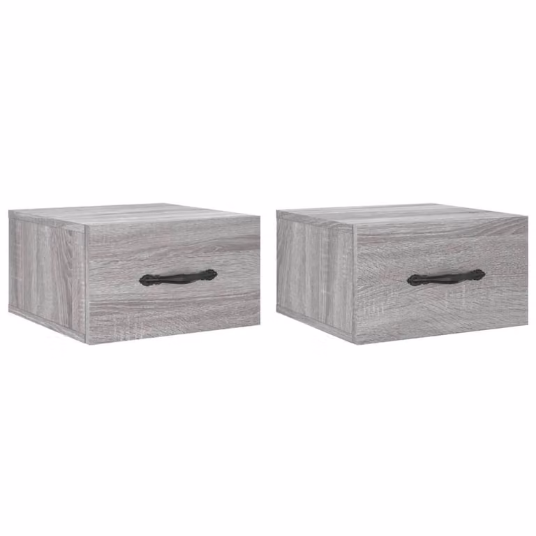 Berkfield Home Wall-mounted Bedside Cabinets, 2 Pack, Grey Sonoma, W/D/H: 35 x 35 x 20 cm