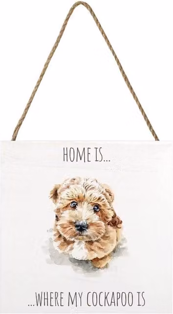 Louise Nisbet Wooden Cockapoo Wall Plaque in Off-White