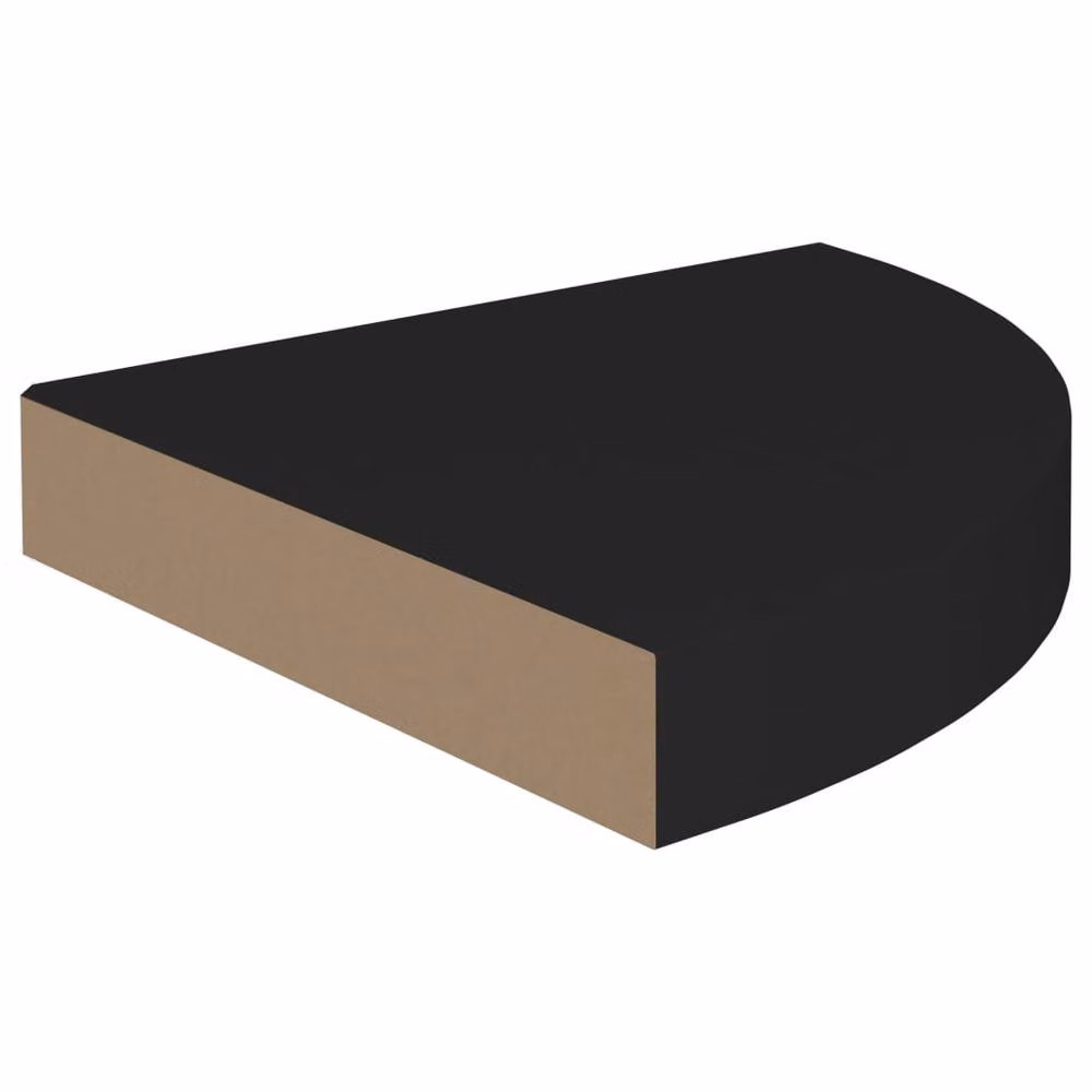 Berkfield Home Set of 2 Durable Black Floating Corner Shelves, W/D/H: 25 x 25 x 3.8 cm – 4