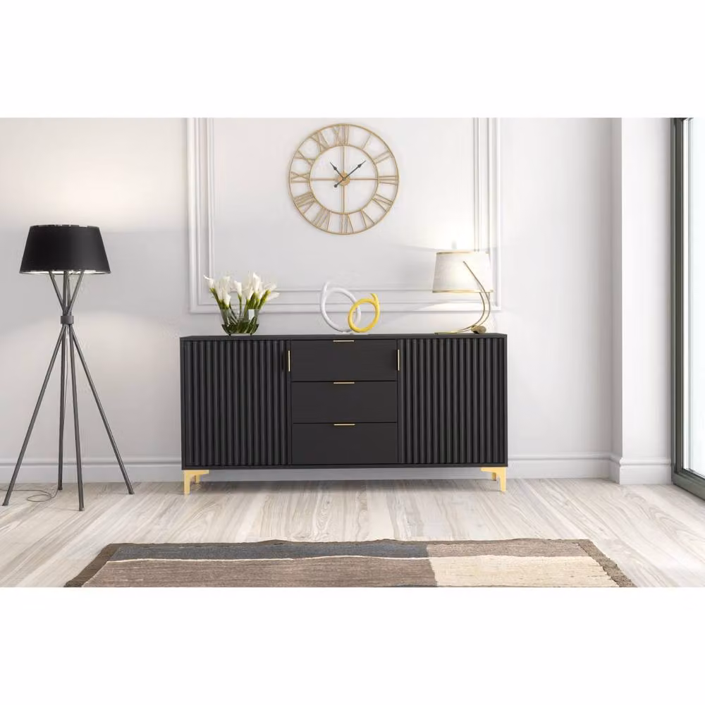 Creative Furniture Tide Crest Sideboard in Black and Gold – 2