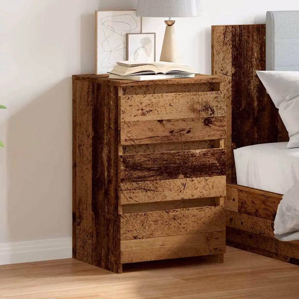 Berkfield Home Bedside Cabinet in Old Wood Brown, W/D/H: 40 x 35 x 62.5 cm – 4