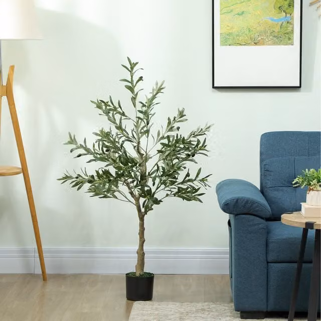 HOMCOM Artificial Silk Olive Tree in Green, Height: 120 cm