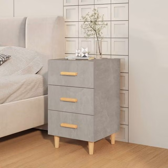 Berkfield Home Elegant Bedside Cabinet in Concrete Grey, W/D/H: 40 x 40 x 66 cm