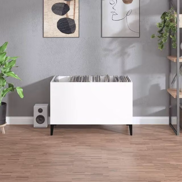 Berkfield Home Record Cabinet in High Gloss White, W/D/H: 74.5 x 38 x 48 cm – 1
