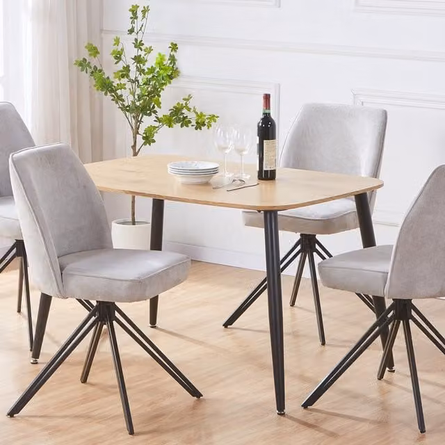 Core Products Ltd Aspen Rectangular Dining Table in Light Oak Effect with Black Metal Legs W/D: 120 x 80 cm
