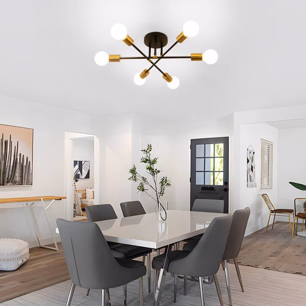 Goeco Modern Industrial Ceiling Light in Black and Gold/Brass – 4