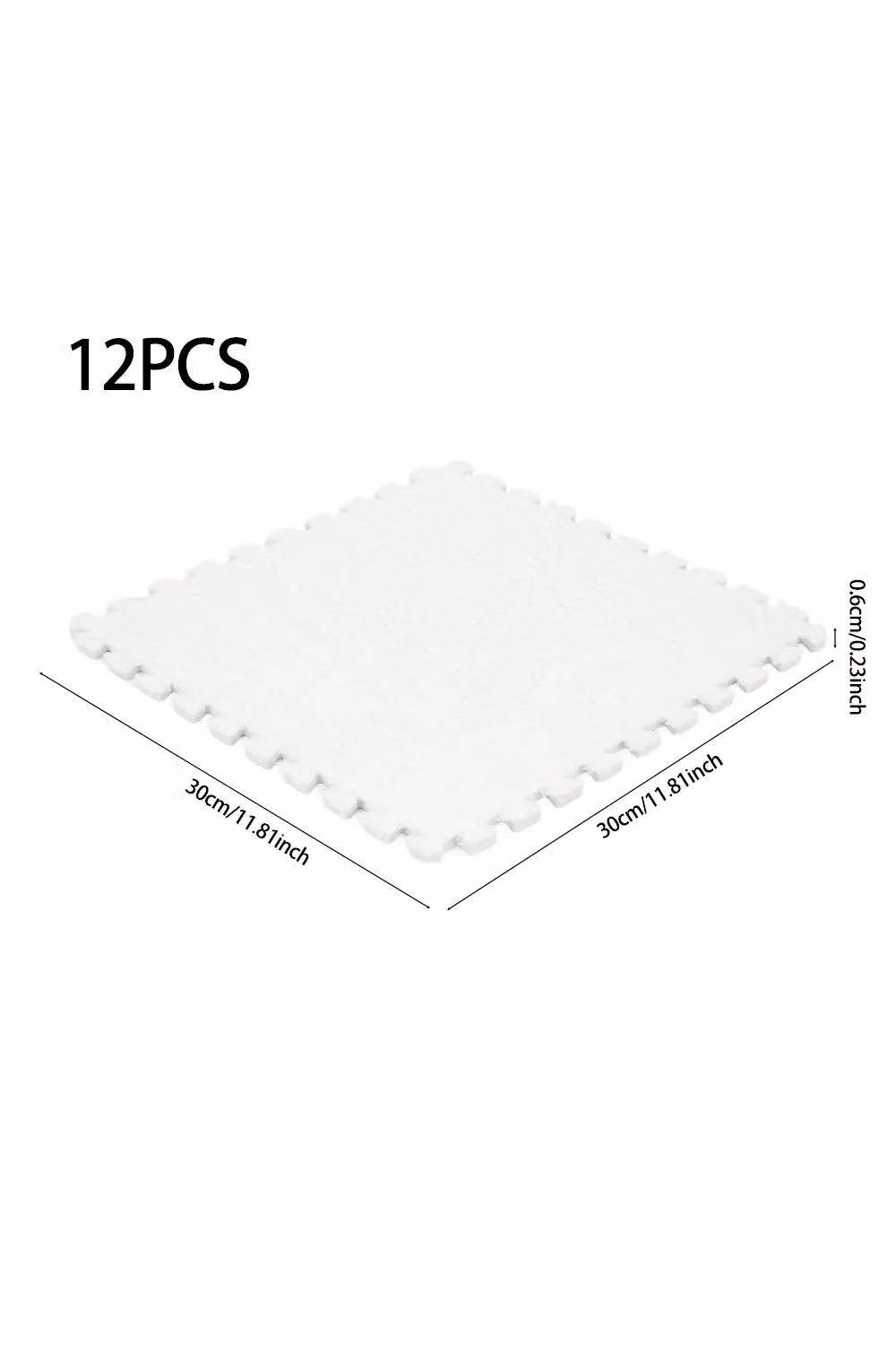 Living and Home 12-Piece Interlocking Plush EVA Floor Tiles in White – 4