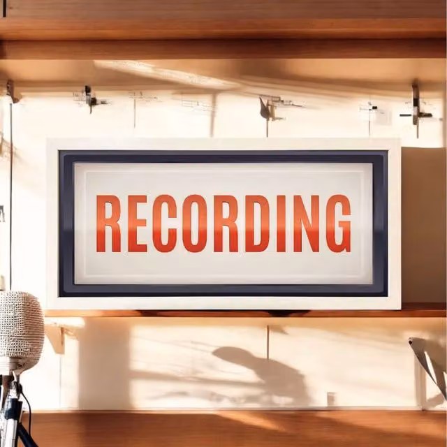 Echo Three Recording Sign Framed Wall Art Print in White