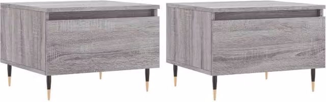 Berkfield Home Set of 2 Grey Sonoma Nesting Coffee Tables, W/D/H: 50 x 46 x 35 cm
