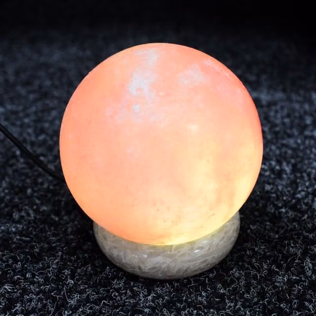 KDMK Brown Himalayan Crystal Salt Lamp Sphere with USB Power Supply, 8 cm