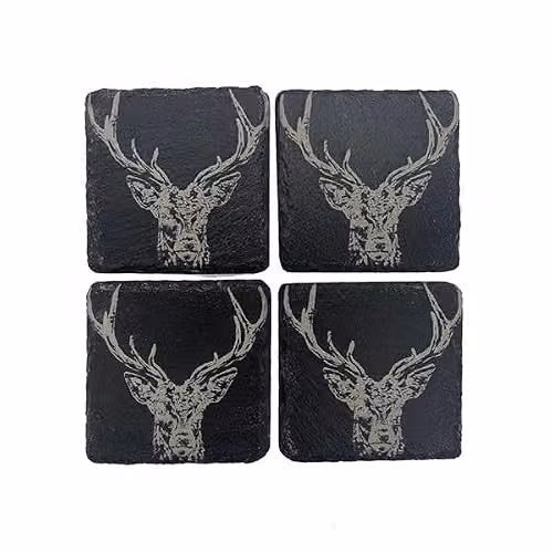 Selbrae House Set of 4 Square Slate Coasters in Grey – 3