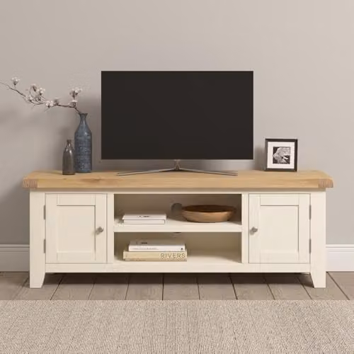 Seconique Windsor Straight TV Unit in Ivory/Oak, W/D/H: 140 x 50.5 x 37 cm – 1