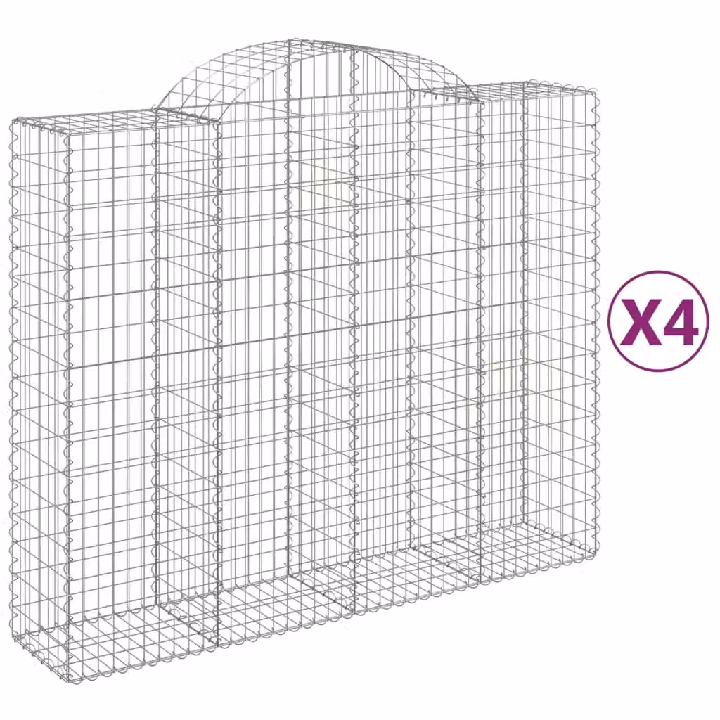 Berkfield Home Arched Gabion Baskets, 4 Piece Set, Silver Galvanised Steel, W: 200 cm, D: 50 cm, H: 160-180 cm – 2