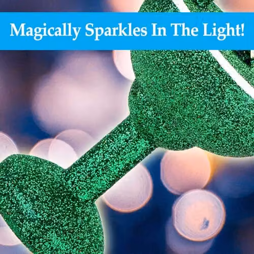 VFM e-Store Green and Gold Glitter Glass Cocktail Christmas Hanging Ornament – 5