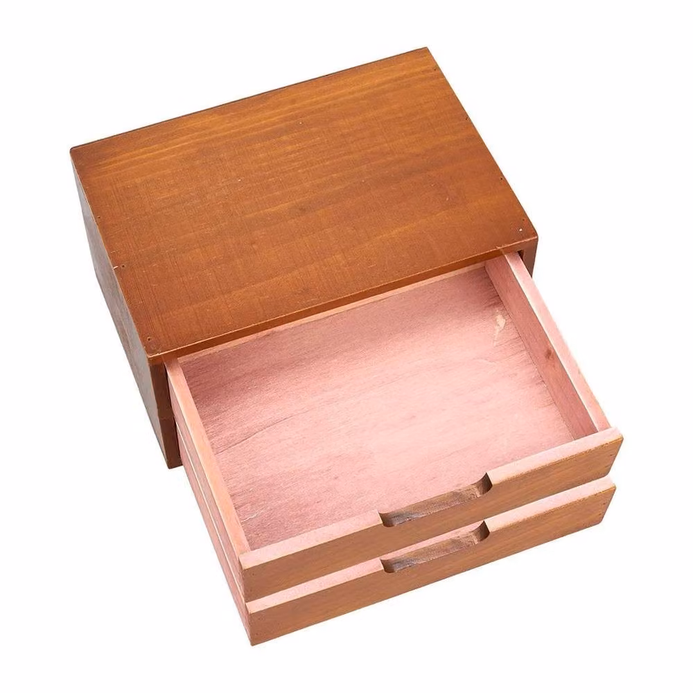 FLAVORA 1 Tier Wooden Desktop Storage Cabinet Box in Brown and Beige, W/D/H: 25 x 17 x 7 cm – 3