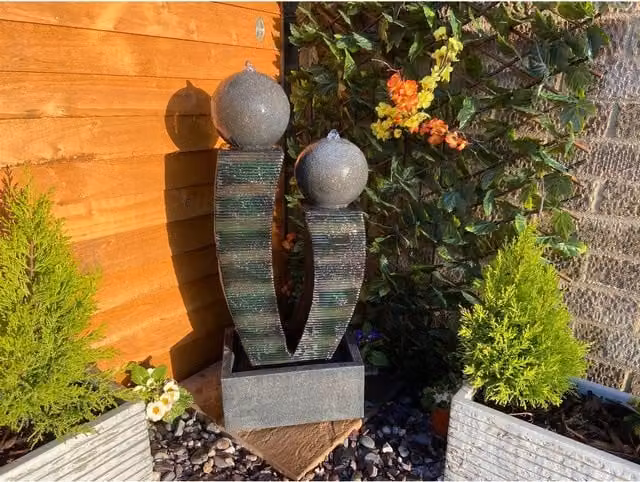 Tranquillity Water Features Compact Friendship Modern Solar Water Column in Grey Resin