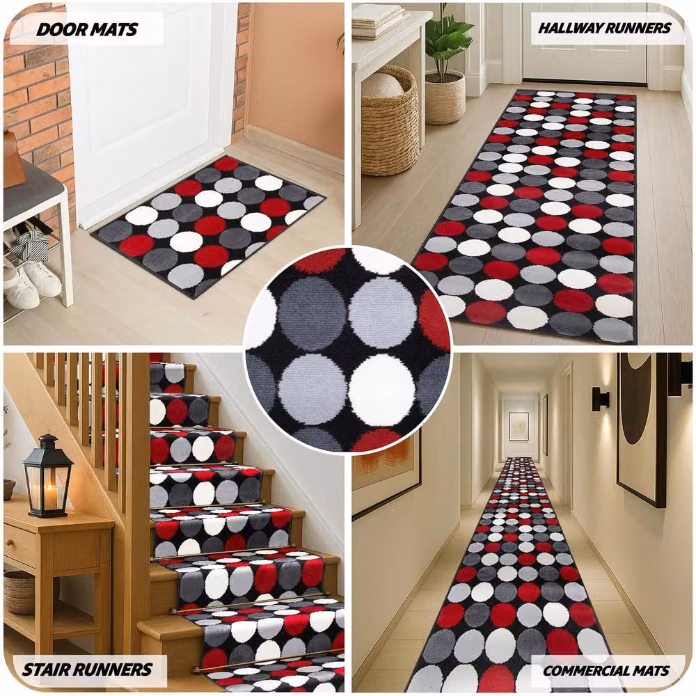 Bravich LTD Modern Spot Print Hallway Runner Rug, Black, W: 60 cm, L: 540 cm – 7