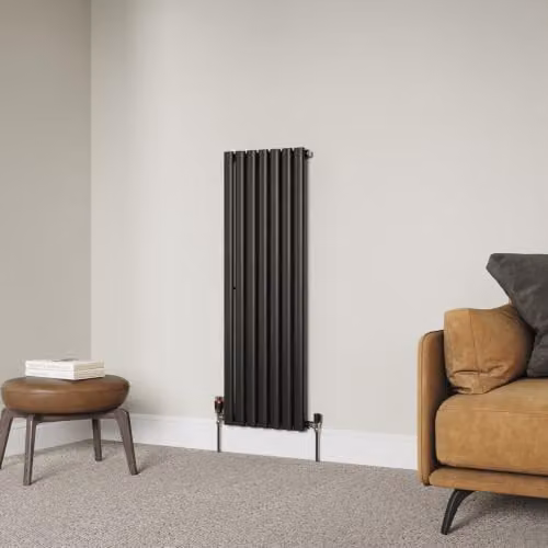 UK Radiators Omeara Black Elliptical Tube Vertical Designer Radiator, H 120 cm x W 40.6 cm – 3