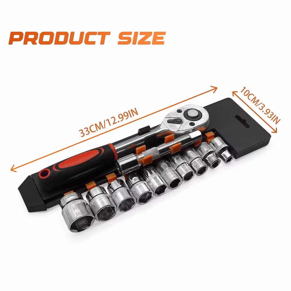 VOGREX 12-Piece 1/2 Inch Drive Metric Socket Set with Ratchet and Extension Bar in Silver – 2