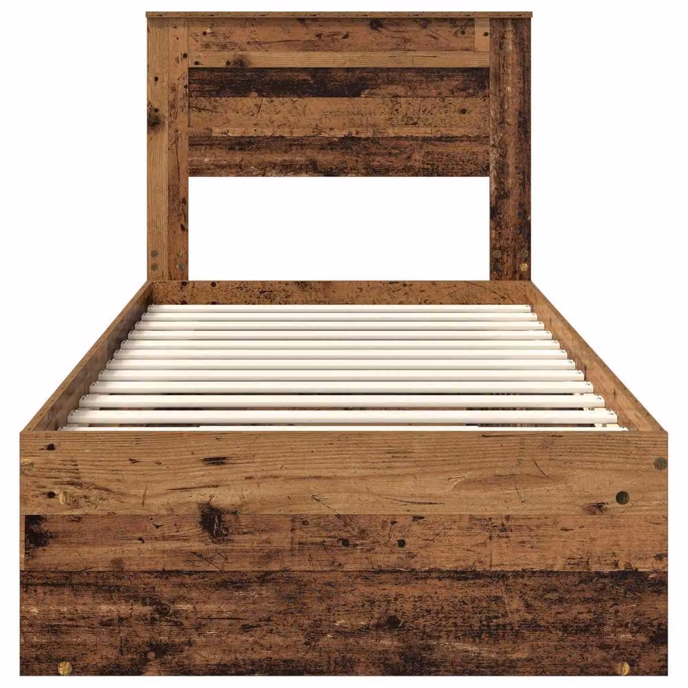 Berkfield Home Modern Bed Frame with Headboard in Brown Solid Pine and Engineered Wood, W/D/H: 100 x 200 cm – 4