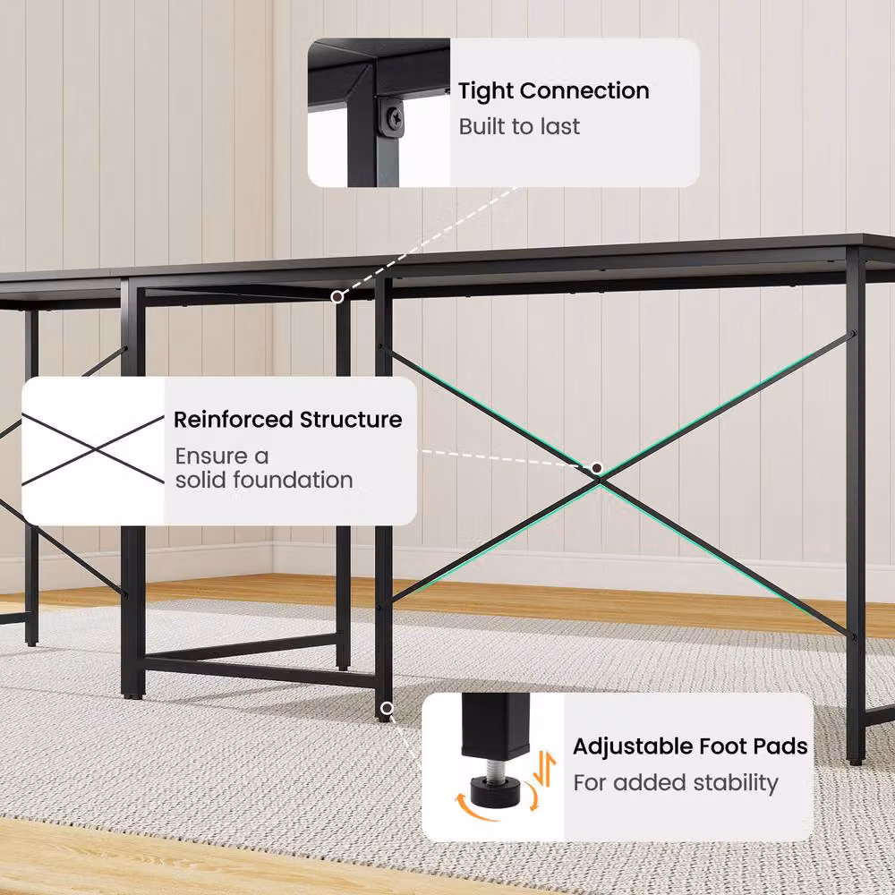 Costway Reversible L-Shaped Corner Computer Desk and Home Office Workstation in Grey – 4