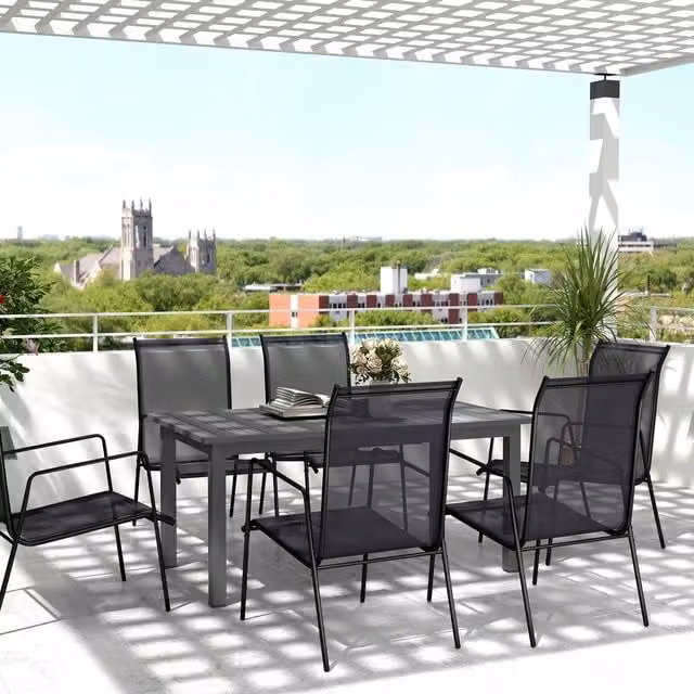 Outsunny Grey Aluminium Extending Garden Table for 6-8 People