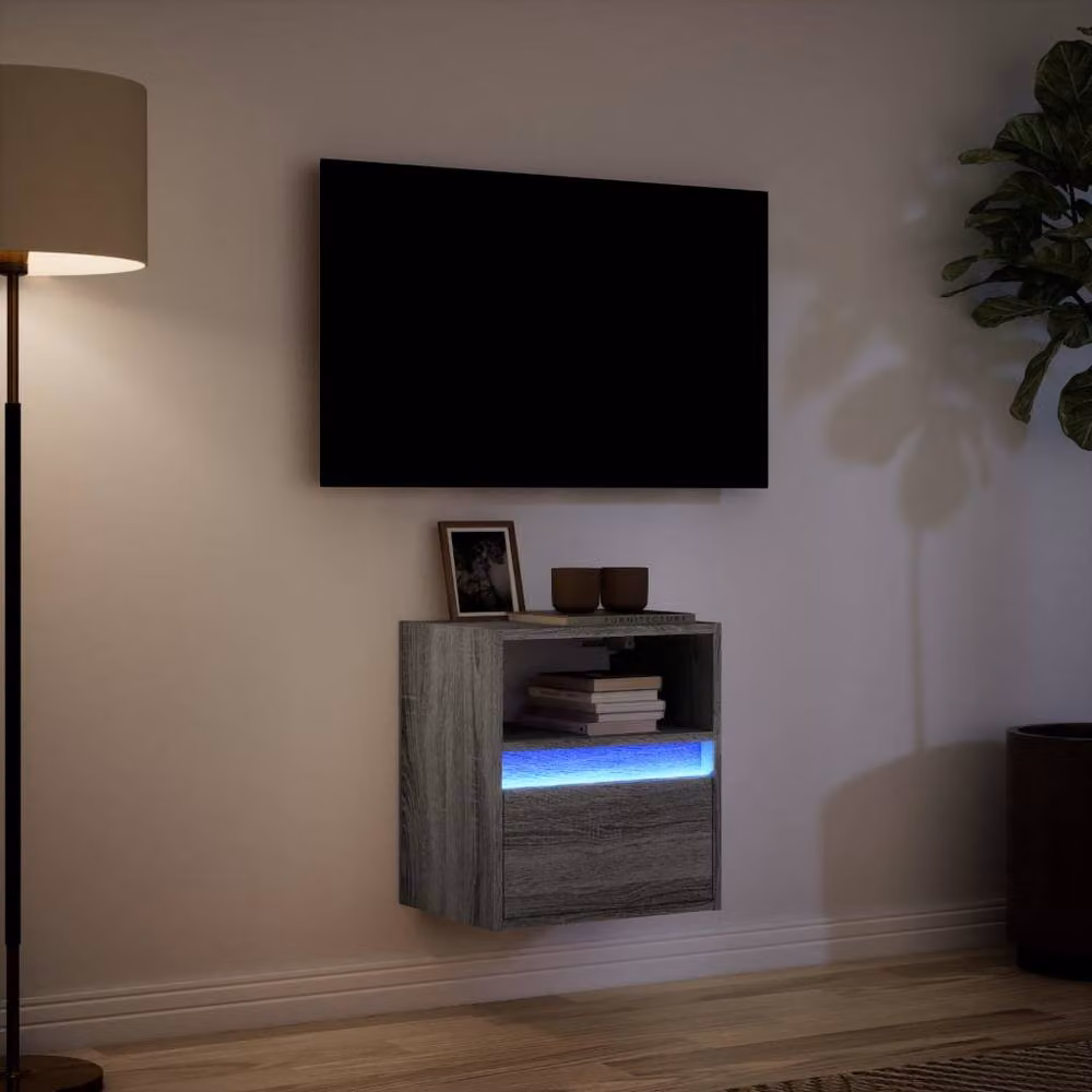 Berkfield Home Wall Mounted TV Cabinet with LED Lighting in Grey Sonoma, W: 41 cm, D: 31 cm, H: 45 cm – 2