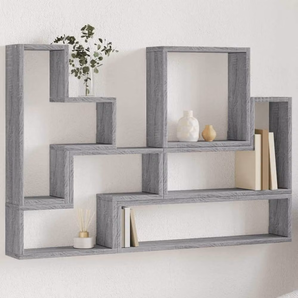 Berkfield Home Wall Shelf in Grey Sonoma, W/D/H: 96 x 12 x 64 cm – 1