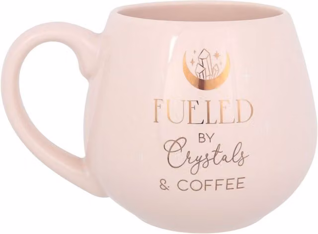 Kingsbury Gifts Fueled by Crystals and Coffee Mug in Pink and Gold Ceramic