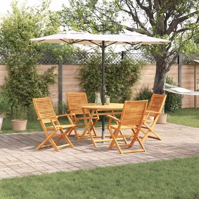 Berkfield Home 5 Piece Garden Dining Set in Brown Solid Acacia Wood