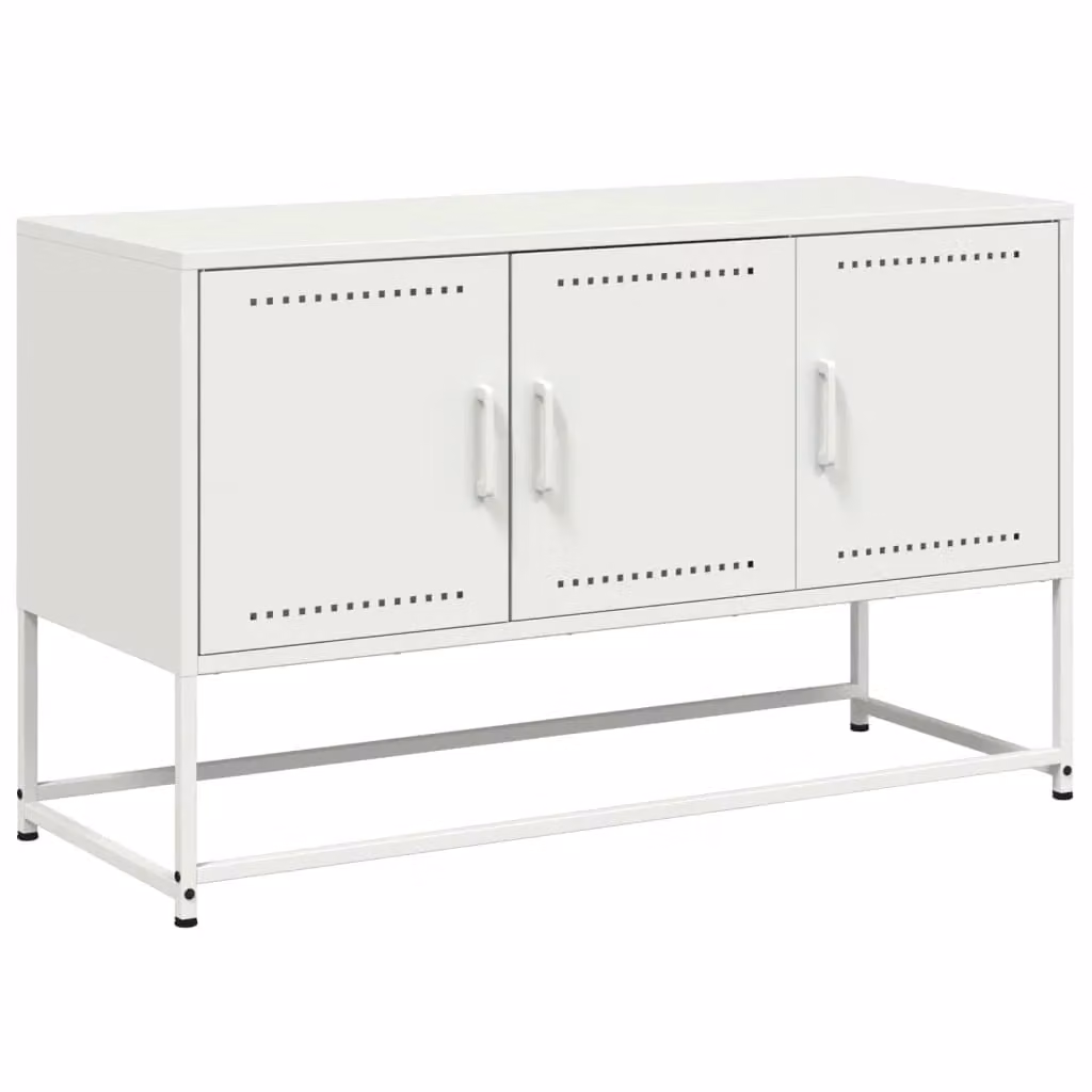 Berkfield Home Industrial White Metal TV Cabinet W: 100.5 cm, D: 39 cm, H: 60.5 cm – 2