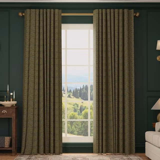 House Llewelyn-Bowen Divina Made To Measure Blackout Chenille Curtains in Forest Green and Gold