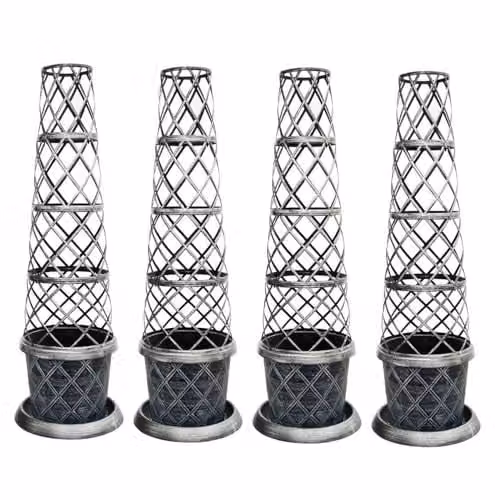Garden Gear Black and Silver Tower Pot Climbing Plant Support Frame, Height: 130 cm