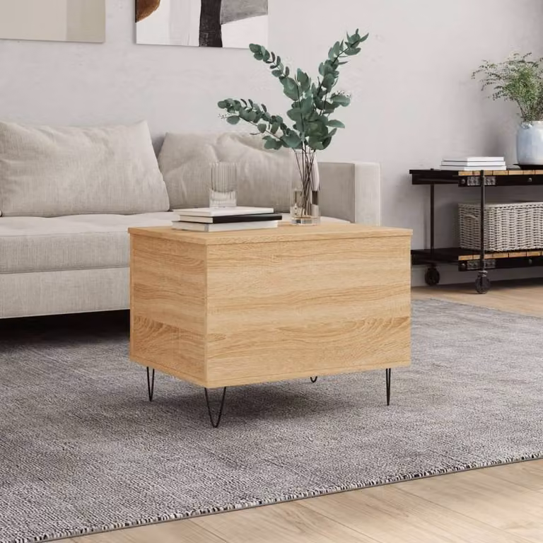 Berkfield Home Modern Rectangular Coffee Table in Sonoma Oak and Light Brown, W: 60 cm, D: 44.5 cm, H: 45 cm