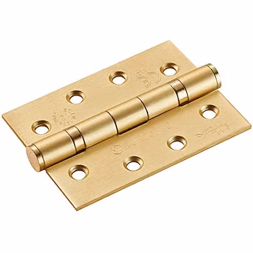 Loops Pair of 13 Ball Bearing Butt Hinges in Satin Brass, H 102 x W 76 x D 3 mm